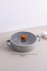 Neoflam Fika Cam Kapaklı Alüminyum Sahan 20 Cm Gri