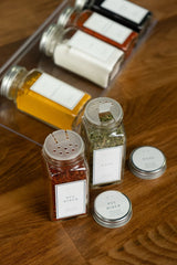 Mienda Home 2'li Cam Baharatlık Seti Gold Kapaklı Etiketli Baharatlık Takımı Mh00gld02