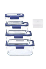 Fika Glace Vakumlu Cam Saklama Kabı Seti Mavi 5 Parça