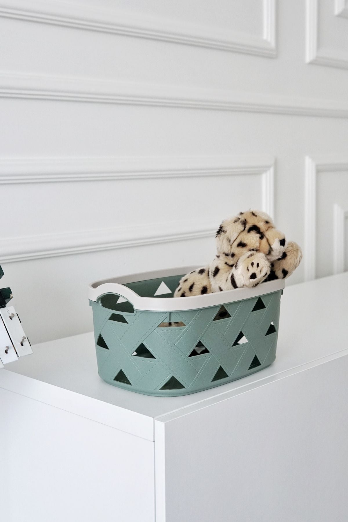 Deri Desenli Saklama ve Düzenleme Sepet Takımı (4'lü), Yeşil