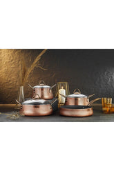 Brioni Elegance 7 Parça Tencere Seti Bakır