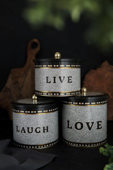 Mosaic Desenli Metal Saklama Kabı Seti - 3'lü Set (2,9 Lt - 3,5 Lt - 4,1 Lt) ERB31U1