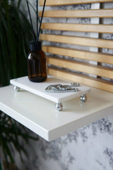 Beyaz Mermer Dikdörtgen Sunum Tabağı 20x10 cm | Takılık & Dekoratif Stand