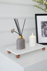 Beyaz Mermer Dikdörtgen Sunum Tepsisi 30x15 cm