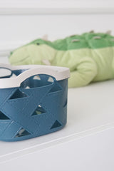 Deri Desenli Saklama ve Düzenleme Sepet Takımı (3'lü), Mavi