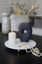 Sunumluk - Beyaz Mermer, Sunum Tabağı - 25 Cm