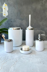 Lima Xl Krom Dekorlu Banyo Seti / Beyaz