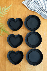 6'lı Mini Silikon Tart Kalıbı, Platinum Silikon, Siyah