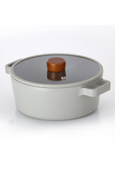 Fika Cam Kapaklı Alüminyum Döküm Derin Tencere 26 Cm Gri