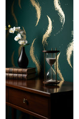 Ahşap Kaideli Dekoratif Kum Saati 14 cm Beyaz Kumlu Altın Rengi Metal Lüks Vintage Ofis Hediyelik