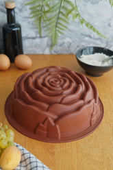 Gül Model Silikon Kek Kalıbı, Platinum Silikon, Kahverengi