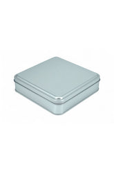158x158x47 mm Metal Kapaklı Baskısız Metal Kutu, Mat Silver, 72 Adet