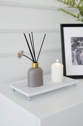 Beyaz Mermer Dikdörtgen Sunum Tepsisi 30x15 cm