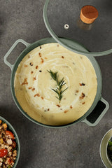 Fika Cam Kapaklı Alüminyum Sığ Tencere 26 Cm Gri