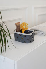 Deri Desenli Saklama ve Düzenleme Sepet Takımı (3'lü), Krem