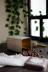 Evle Er022-7a Elegance Coffee Desenli Kare Metal Saklama Kabı 11x11 Cm