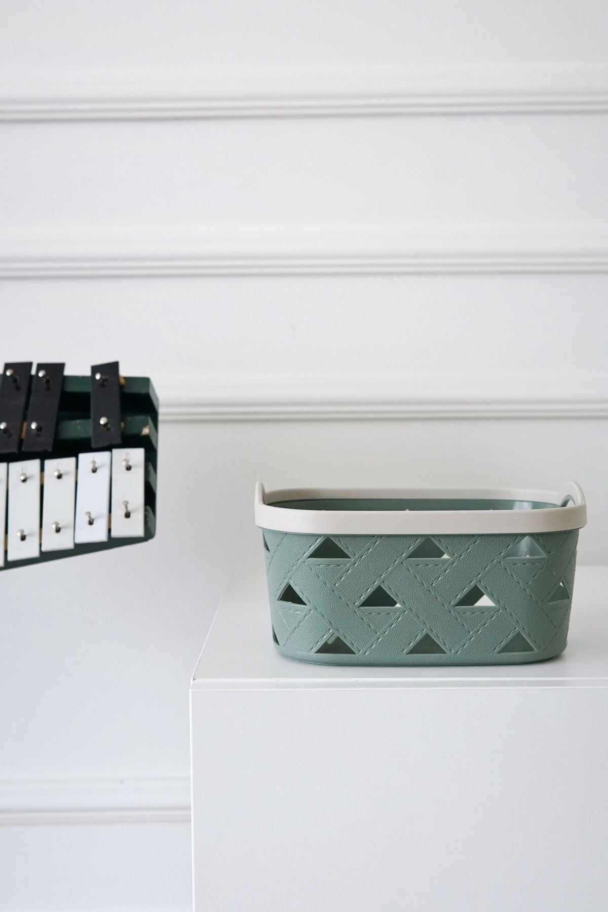 Deri Desenli Saklama ve Düzenleme Sepet Takımı (7’li), Yeşil