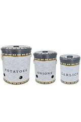 Patates Soğan Sarımsak Saklama Kabı 3 lü Set, Mosaic