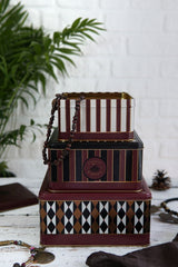 Circus Desenli Metal Saklama Kabı, Organizer Kutu, Makyaj Organizeri Erb13t8