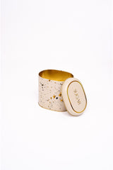 Er004-9g Terrazzo Cream Desenli Oval Metal Saklama Kabı 11x15 Cm