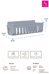 Deby 2'li Yapışkanlı Banyo Rafı Gri