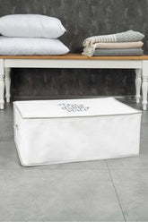Evle 1 Adet Baskılı İpli Yastık Kıyafet Hurcu 52 X 28 X 22 Cm Beyaz