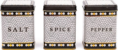 Evle Kare Metal Saklama Kabı 75x75 3 Lü Set Tea Coffee Sugar