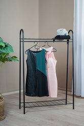 Metal Elbise Askılığı, Çift Raflı Ayakkabılıklı Modern Ayaklı Askılık, Yatak Odası Antre Portmanto