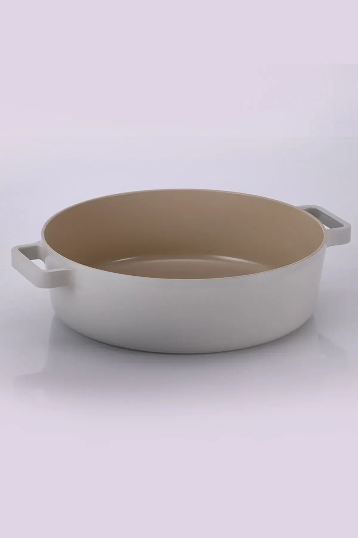 Neoflam Fika Cam Kapaklı Alüminyum Sığ Tencere 30 cm Bej