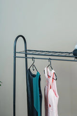 Metal Elbise Askılığı, Çift Raflı Ayakkabılıklı Modern Ayaklı Askılık, Yatak Odası Antre Portmanto