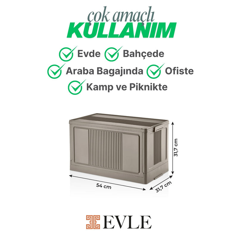 Evle Çok Amaçlı Modüler Kasa, İstiflenebilir Organizer Düzenleyici 55 lt, 54 x 31, 7 x 31, 7 cm, Toprak