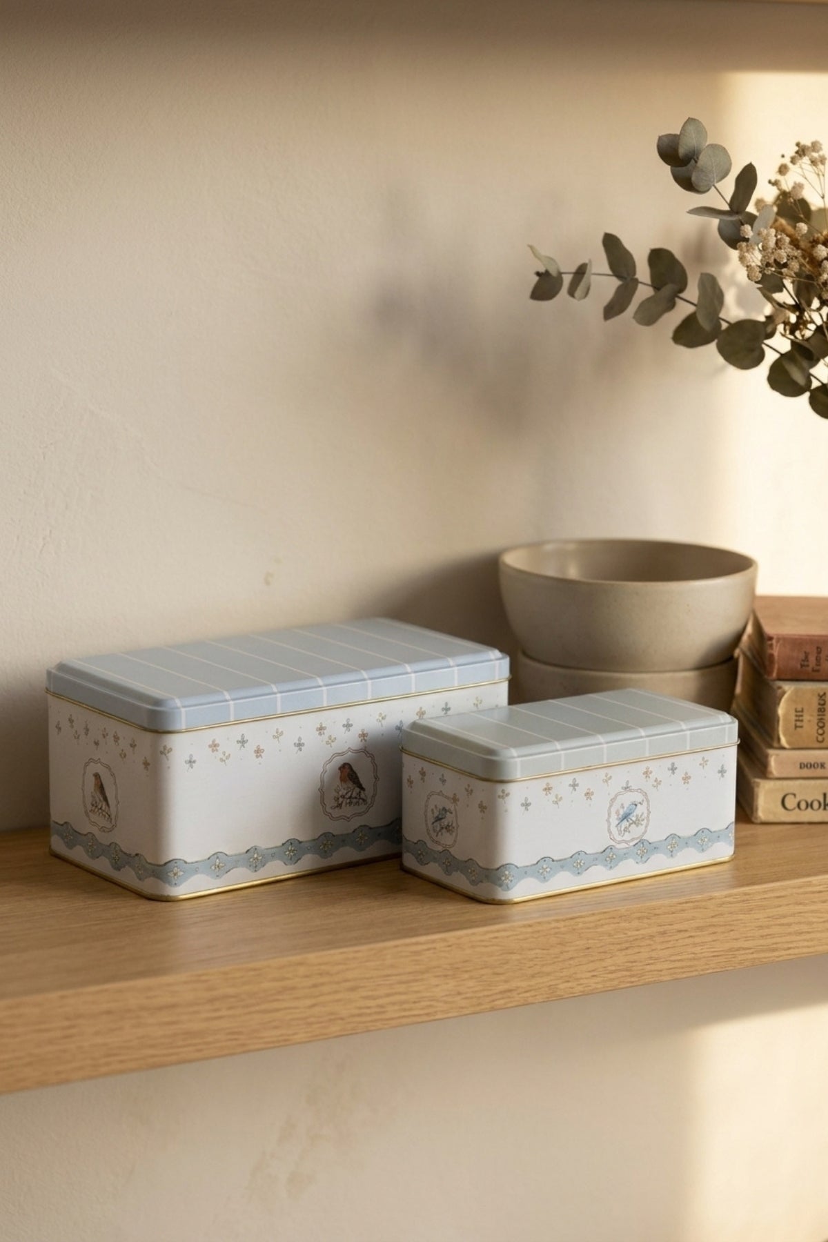 Evle Dekoratif Dikdörtgen Saklama Kutusu 2'li Set 14x24 11,4x18,8 cm / Spring Birds