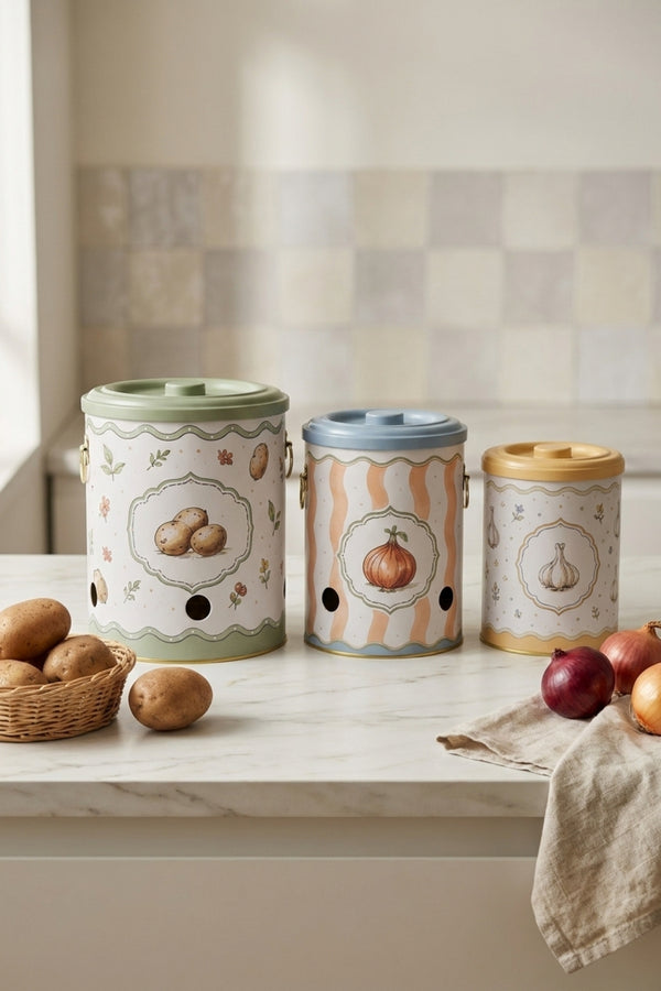 Evle Metal Patates Soğan Sarımsaklık 3 Parça Set / Whimsical