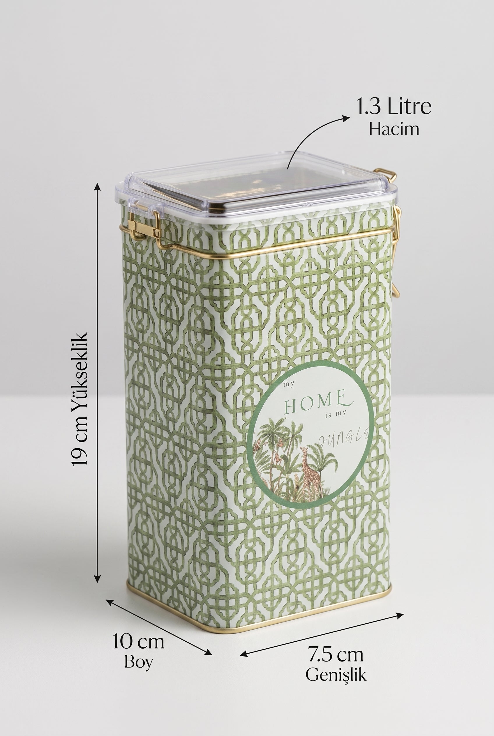Evle Er053-1f Circus Cream Desenli Dikdörtgen Metal Saklama Kabı 8x10 Cm