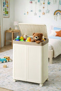 Evle Katlanır Tekerlekli Kapaklı Çamaşır Sepeti 100 Litre Yer Kaplamayan Oyuncak Saklama Kutusu