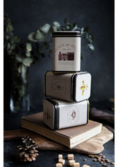 Evle Kare Metal Saklama Kabı 75x75 3 Lü Set Tea Coffee Sugar