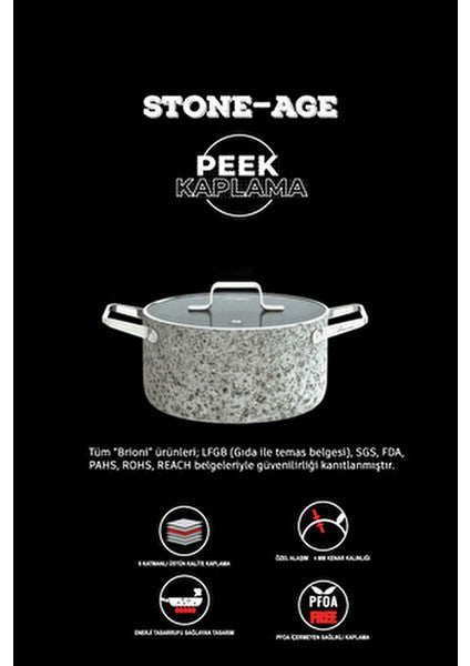 Stone-Age 26 cm Çizilmez Yanmaz Yapışmaz İndüksiyonlu Basık Tencere