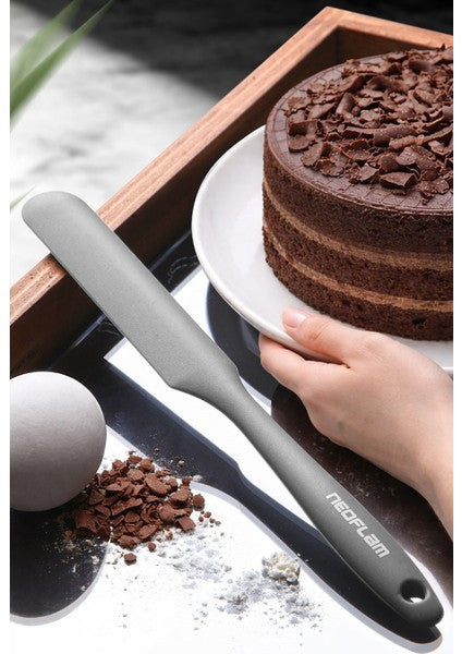Neoflam Silikon Ince Pasta Spatulası Gri