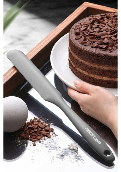 Neoflam Silikon Ince Pasta Spatulası Gri