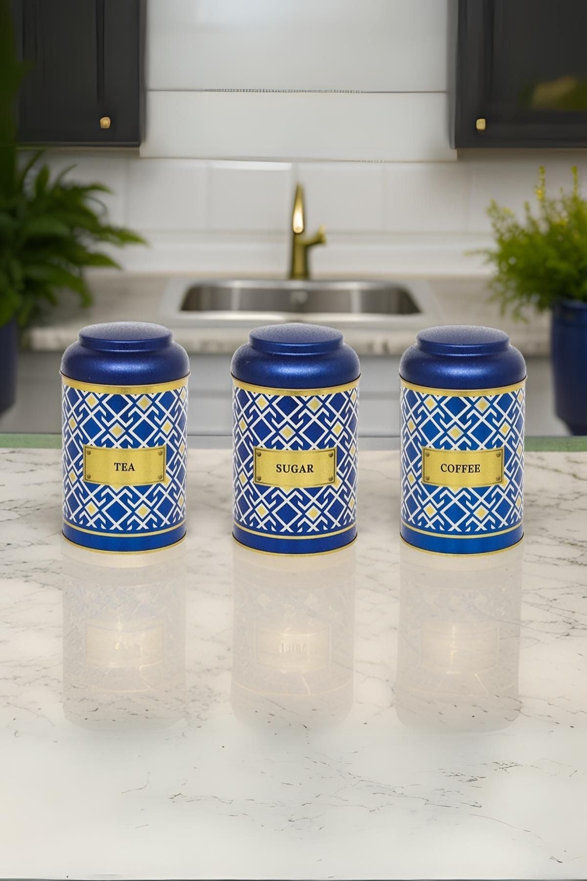 Evle Silindir Saklama Kabı Ø105 3 lü Set, Turkish Blue Set