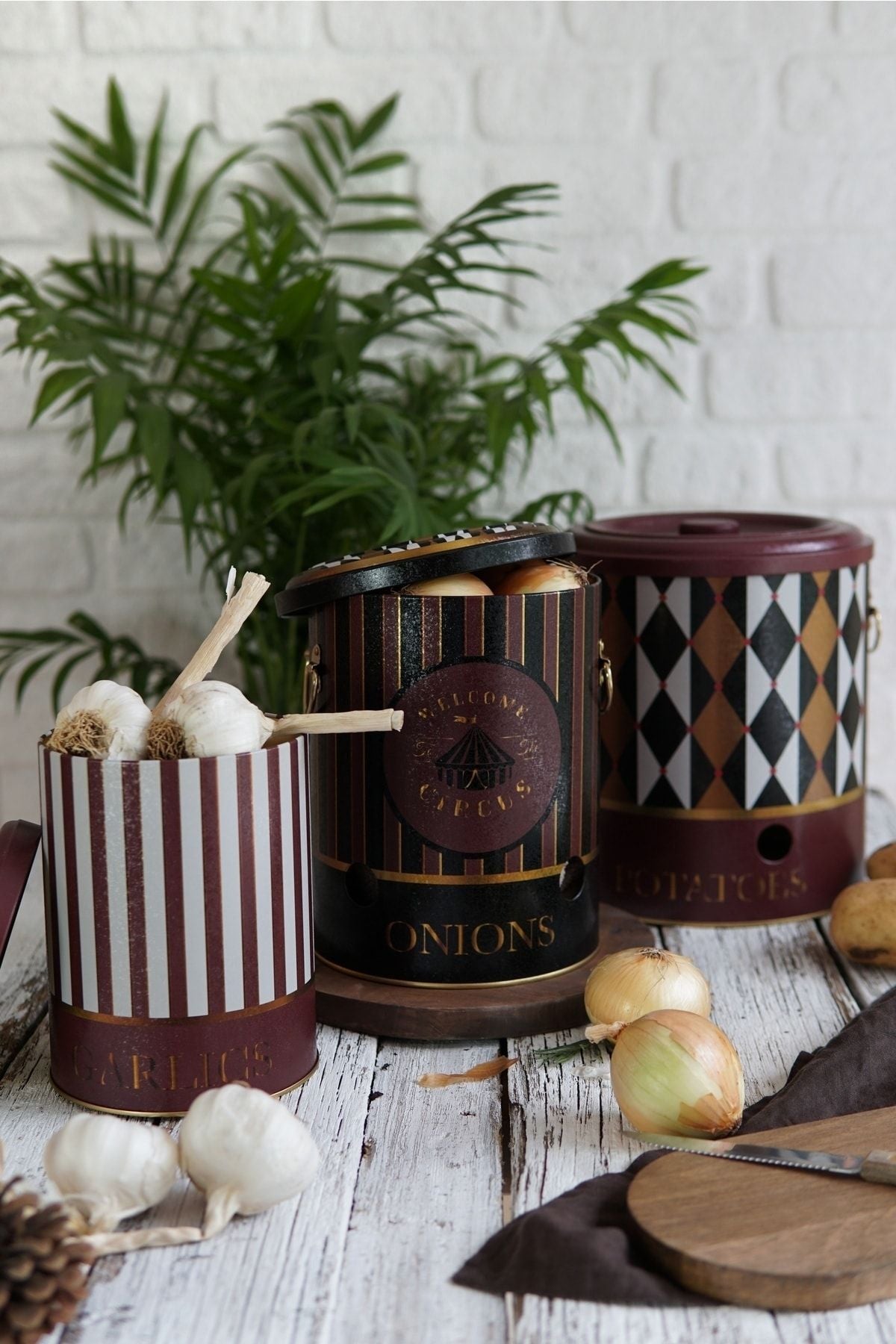 Patates Soğan Sarımsak Saklama Kabı 3 lü Set, Circus