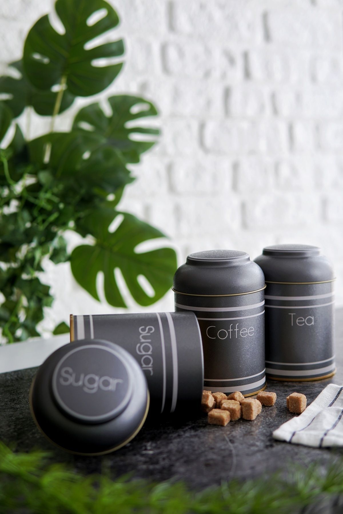 Evle Silindir Metal Saklama Kabı Ø90 3 lü Set, Silver