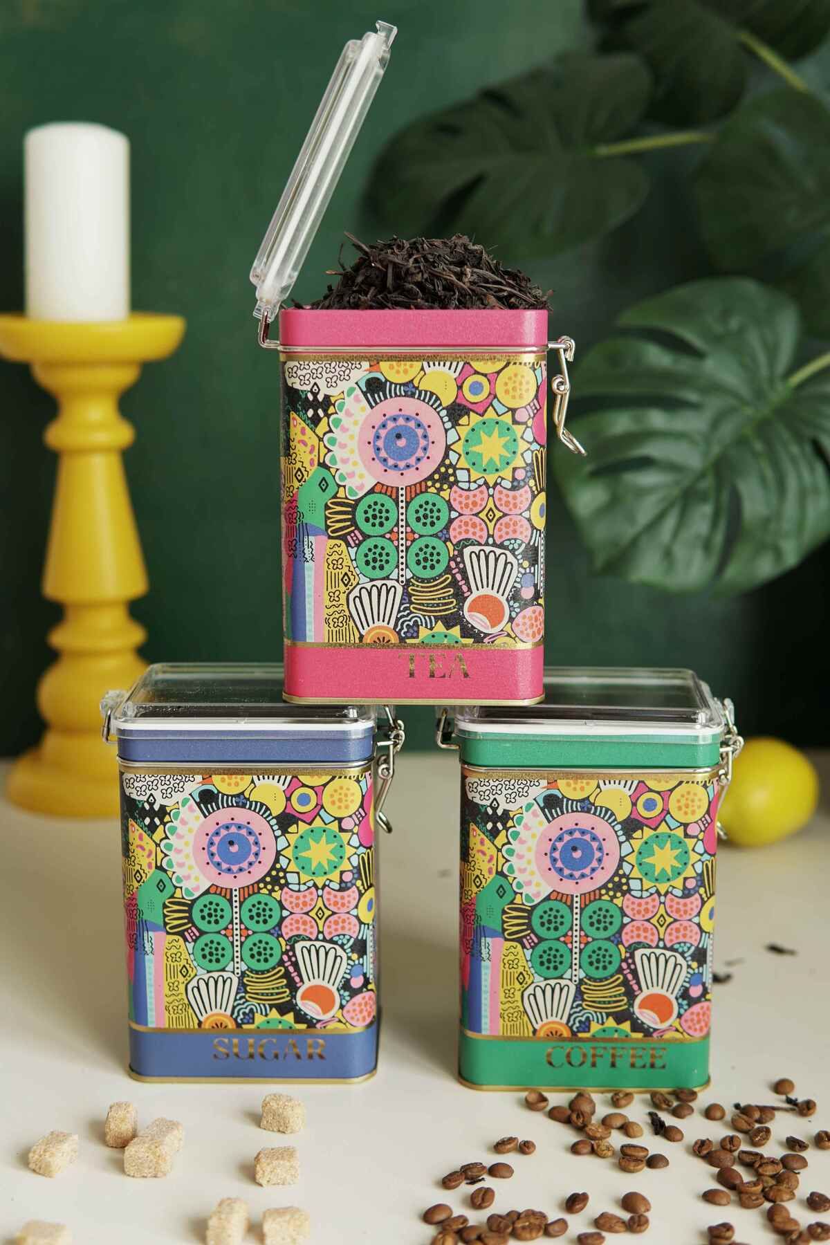 Evle Dikdörtgen Kilitli Saklama Kabı 75x100x150 3 lü Set, Sunflower