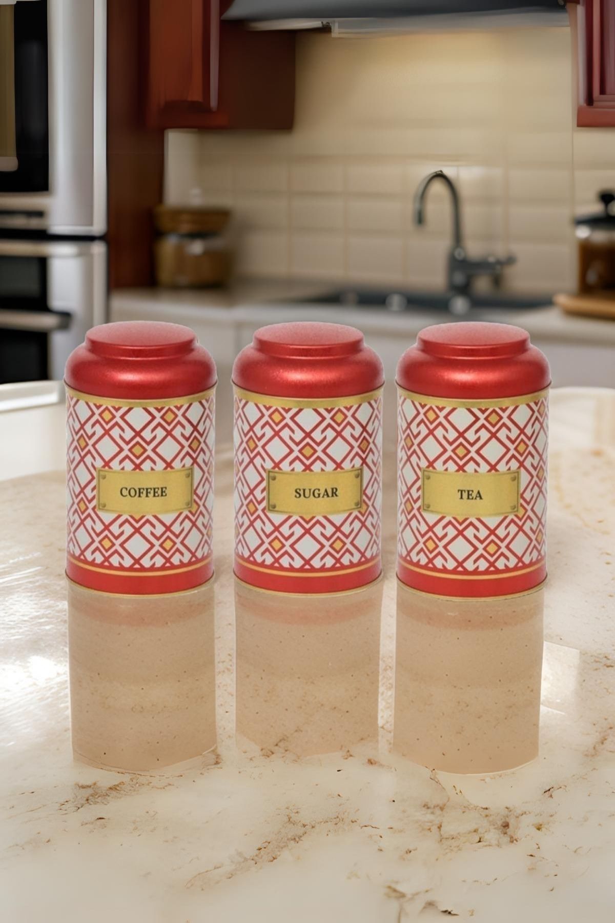 Evle Silindir Saklama Kabı Ø105 3 lü Set, Turkish Red Set