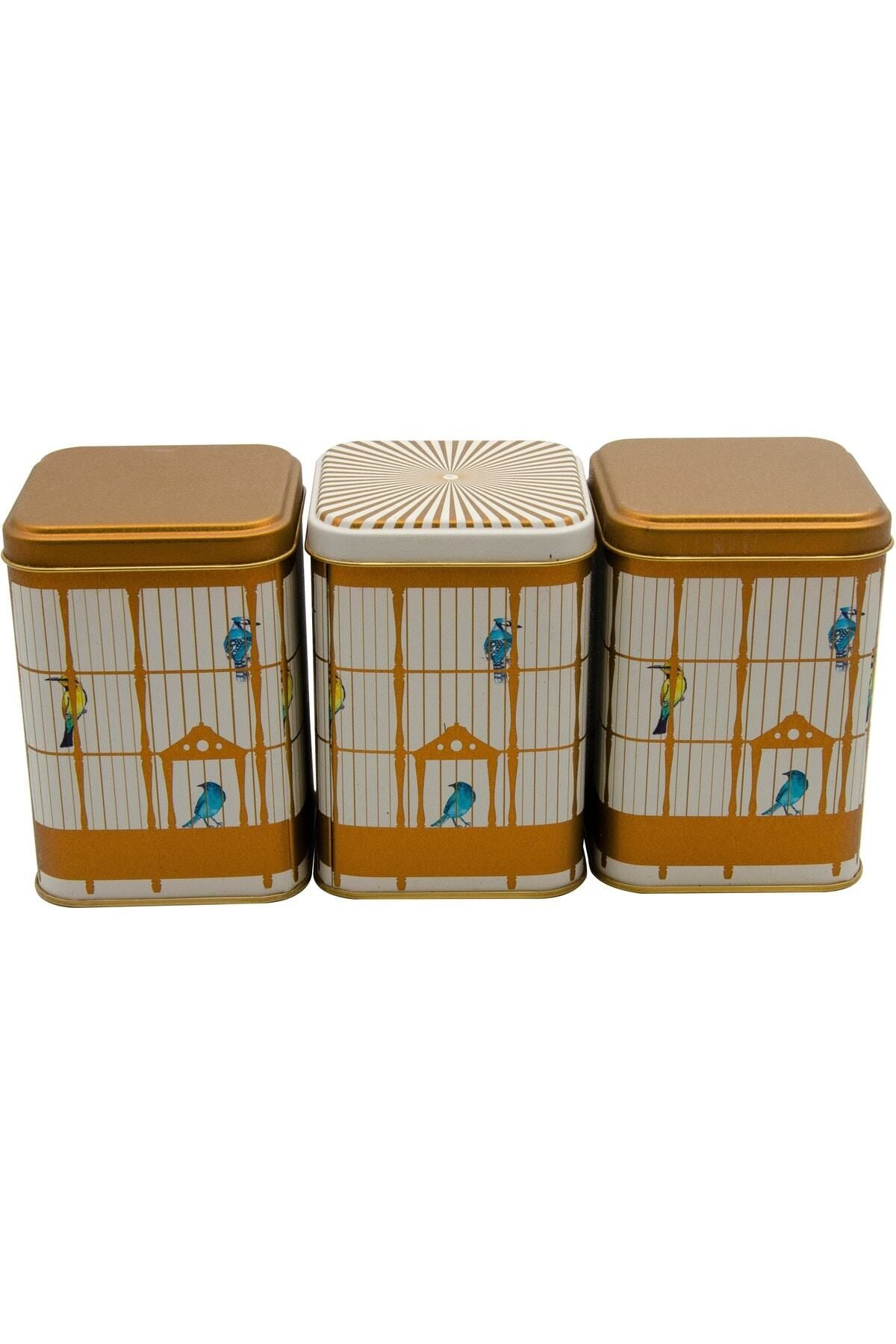 Evle Kare Metal Saklama Kabı 87x87X125, 3 Lü Set, Bird Cage