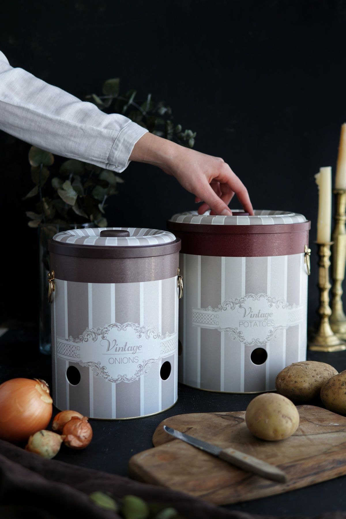 Patates Soğan Saklama Kabı 2 li Set, Elegance