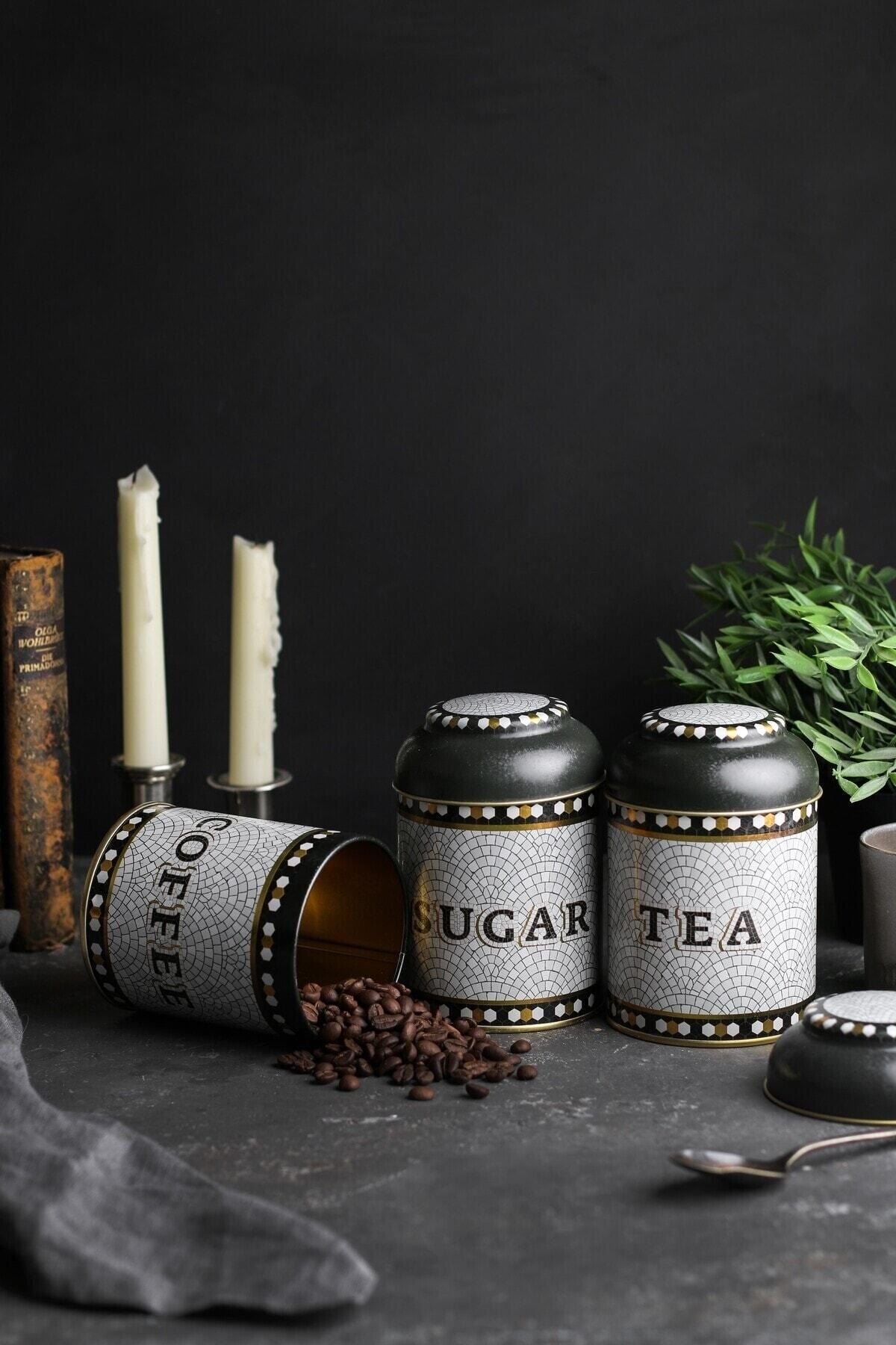 Evle Silindir Metal Saklama Kabı Ø90 3 lü Set, Mosaic