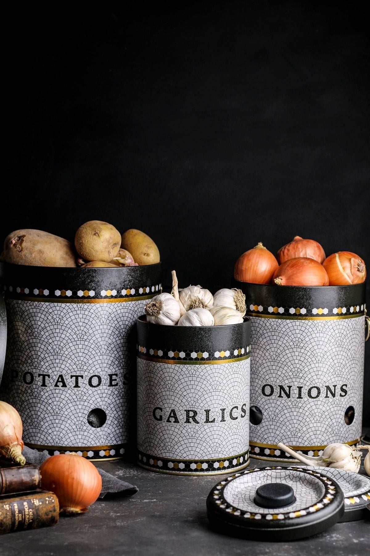 Patates Soğan Sarımsak Saklama Kabı 3 lü Set, Mosaic