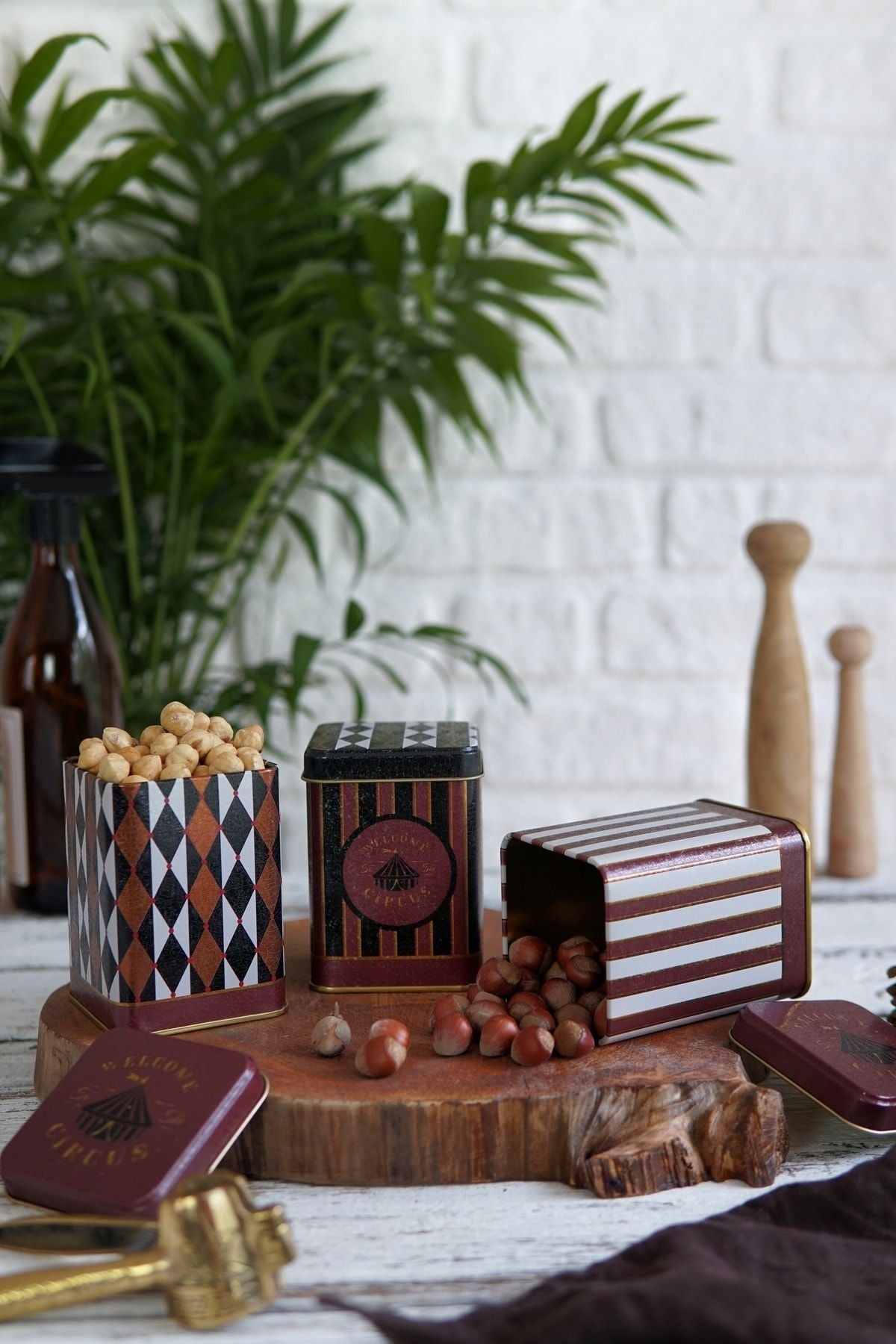 Evle Kare Metal Saklama Kabı 75x75 3 Lü Set, Circus