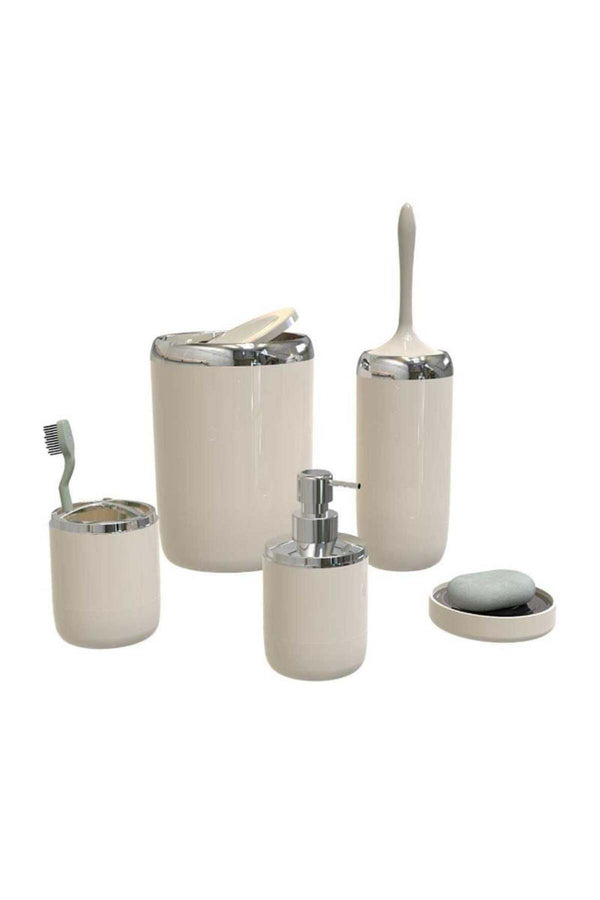 Primanova M-SAS04-09-P Lima Xl Krom Dekorlu Banyo Seti / Bej